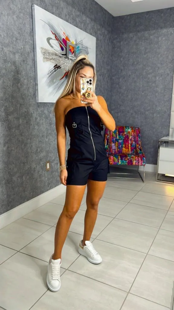 1192 Tube cargo romper with zipper