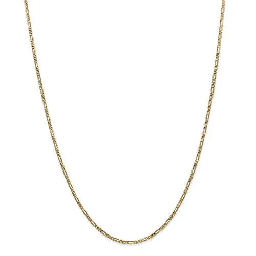 14K Yellow Gold 1.8mm Flat Figaro Bracelet Anklet Choker Necklace Pendant Chain