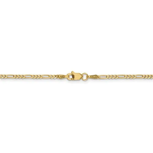 14K Yellow Gold 1.8mm Flat Figaro Bracelet Anklet Choker Necklace Pendant Chain
