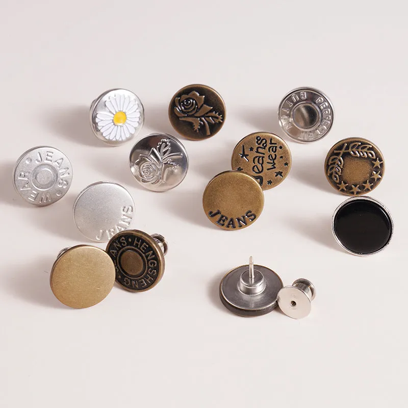 20 Sets Adjustable Jean Button Pins Metal Clips Snap Tack No Sew Instant Button Pins For Adult And Kids