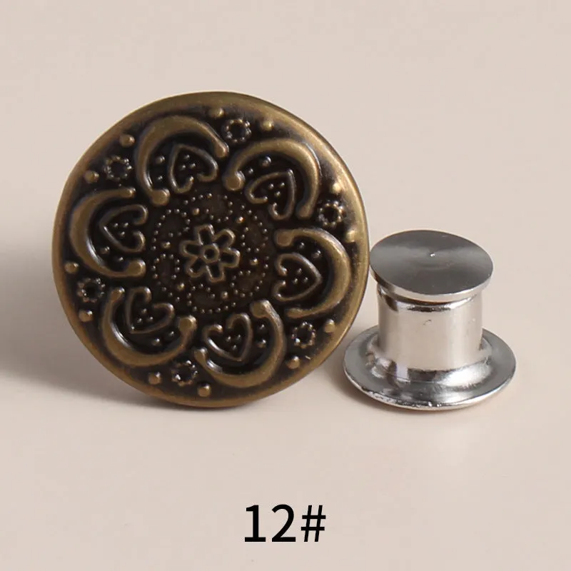 20 Sets Adjustable Jean Button Pins Metal Clips Snap Tack No Sew Instant Button Pins For Adult And Kids