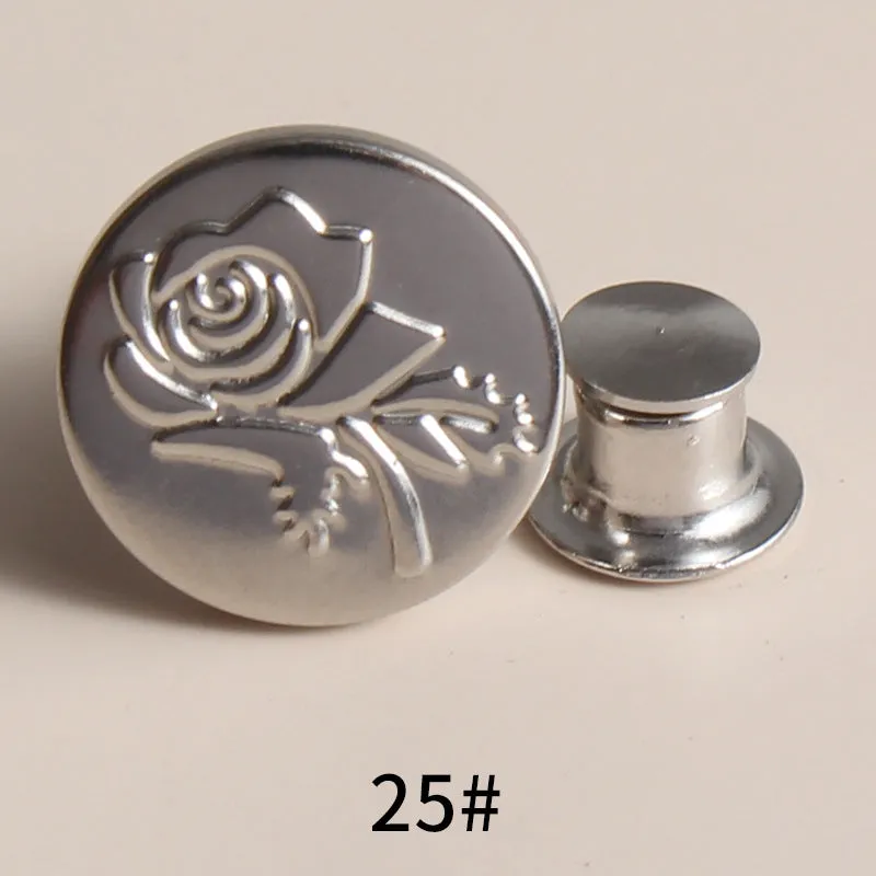 20 Sets Adjustable Jean Button Pins Metal Clips Snap Tack No Sew Instant Button Pins For Adult And Kids
