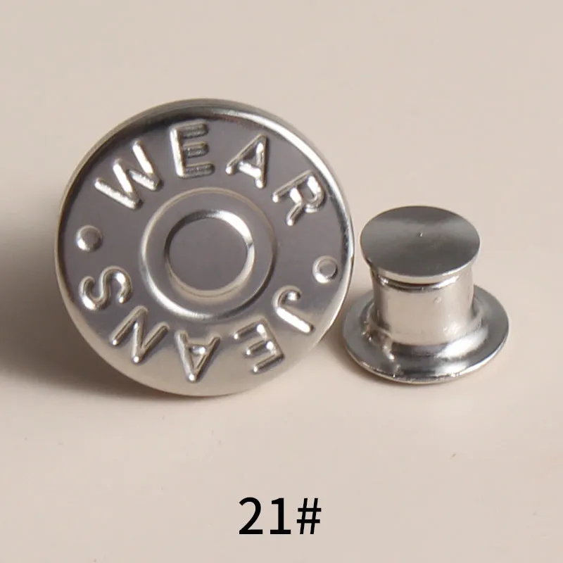 20 Sets Adjustable Jean Button Pins Metal Clips Snap Tack No Sew Instant Button Pins For Adult And Kids