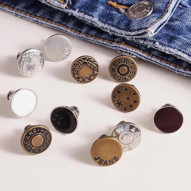 20 Sets Adjustable Jean Button Pins Metal Clips Snap Tack No Sew Instant Button Pins For Adult And Kids