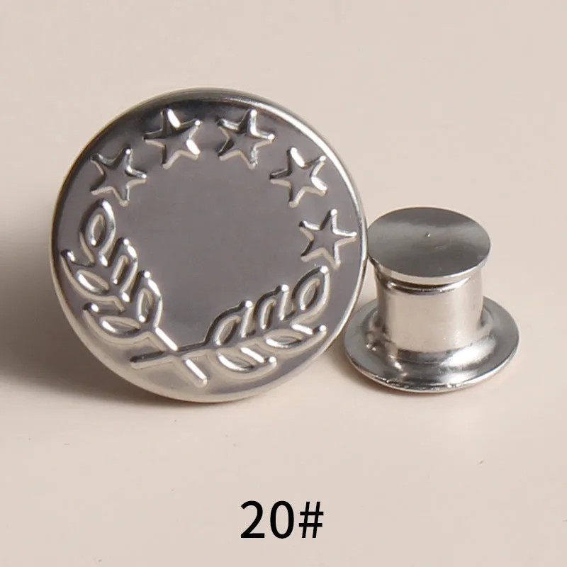 20 Sets Adjustable Jean Button Pins Metal Clips Snap Tack No Sew Instant Button Pins For Adult And Kids