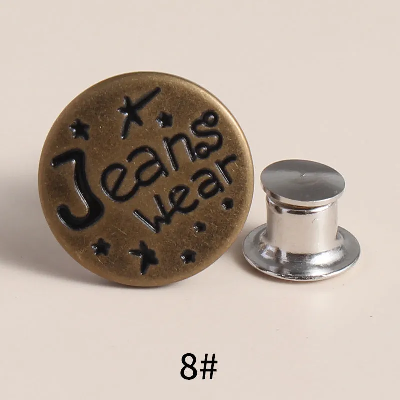20 Sets Adjustable Jean Button Pins Metal Clips Snap Tack No Sew Instant Button Pins For Adult And Kids
