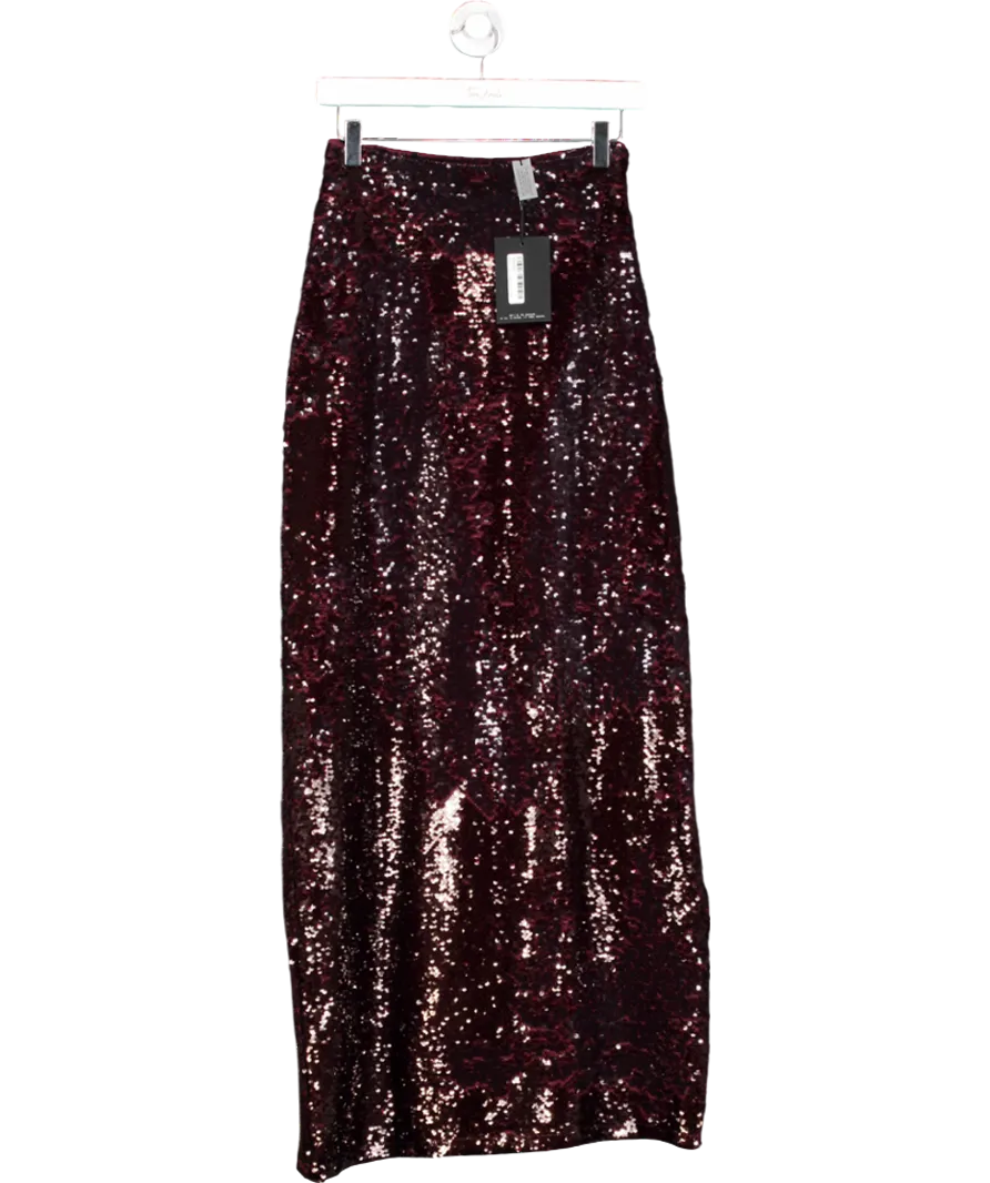 4th & Reckless Red Odell Sequin Maxi Skirt UK 6