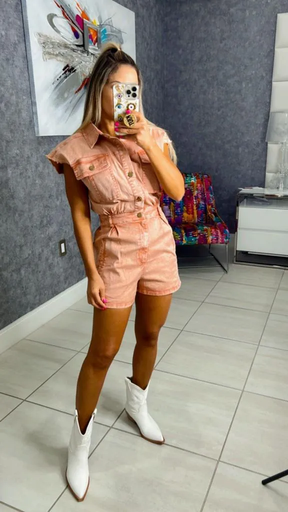 8702 Washed utility romper