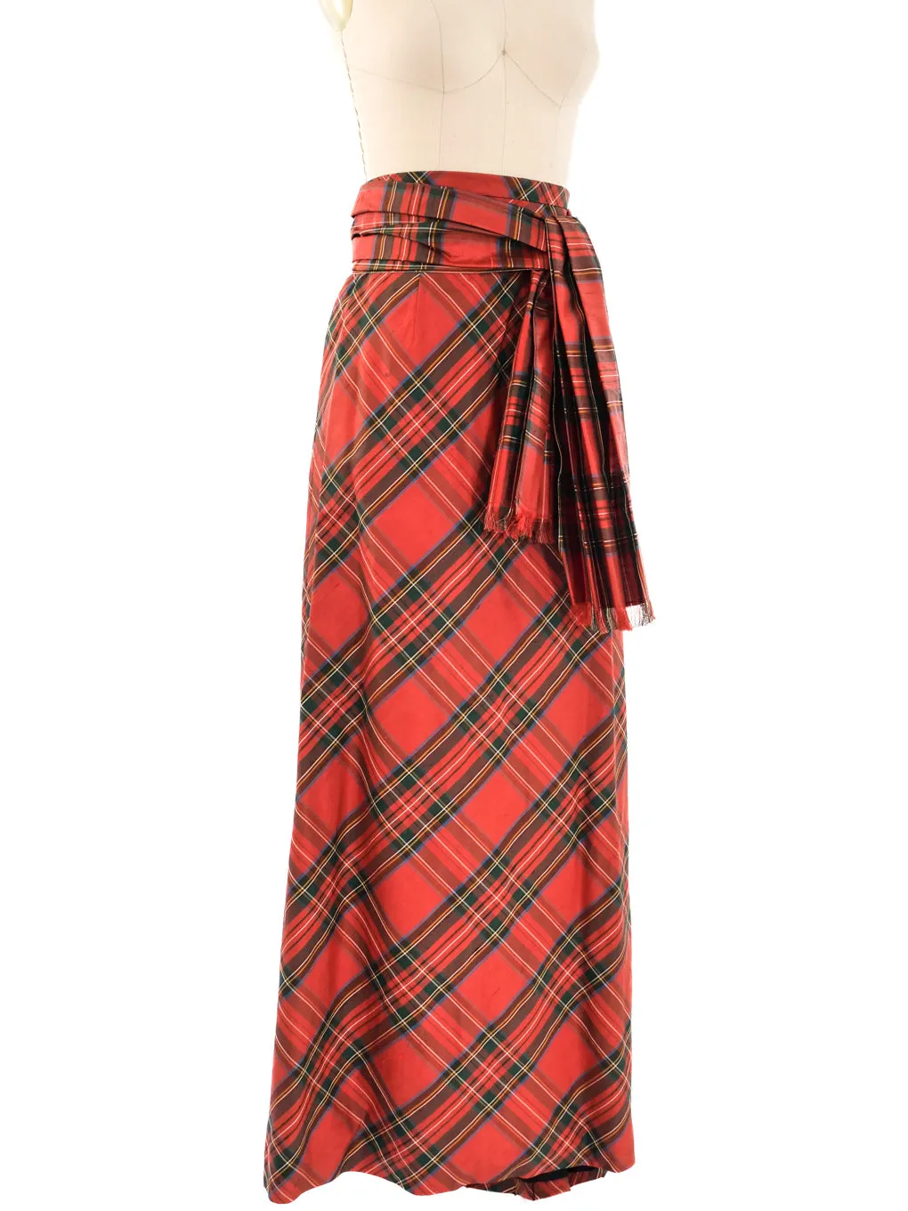 Adolfo Tartan Maxi Skirt
