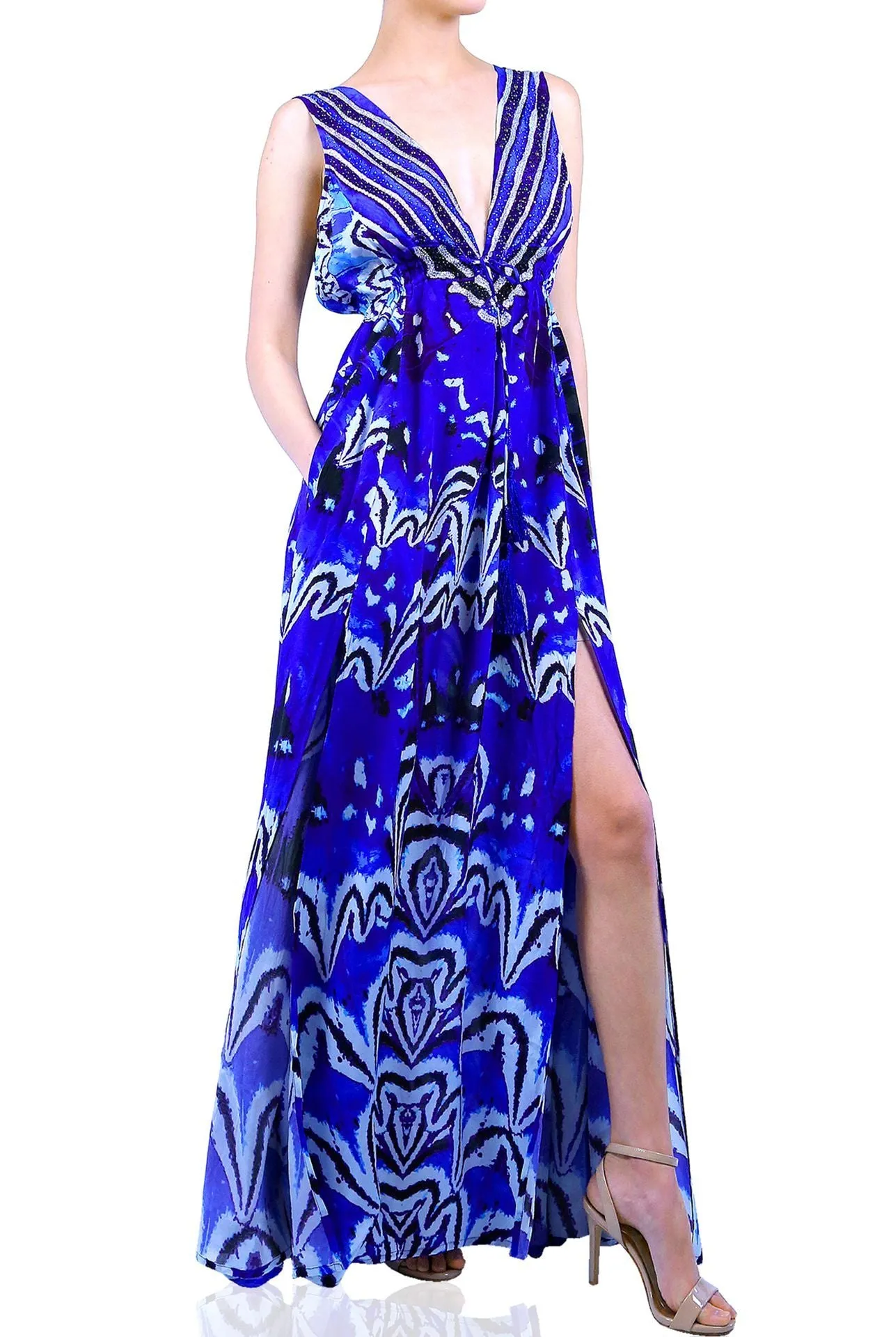 Annabella Butterfly Print Royal Blue Maxi Dress