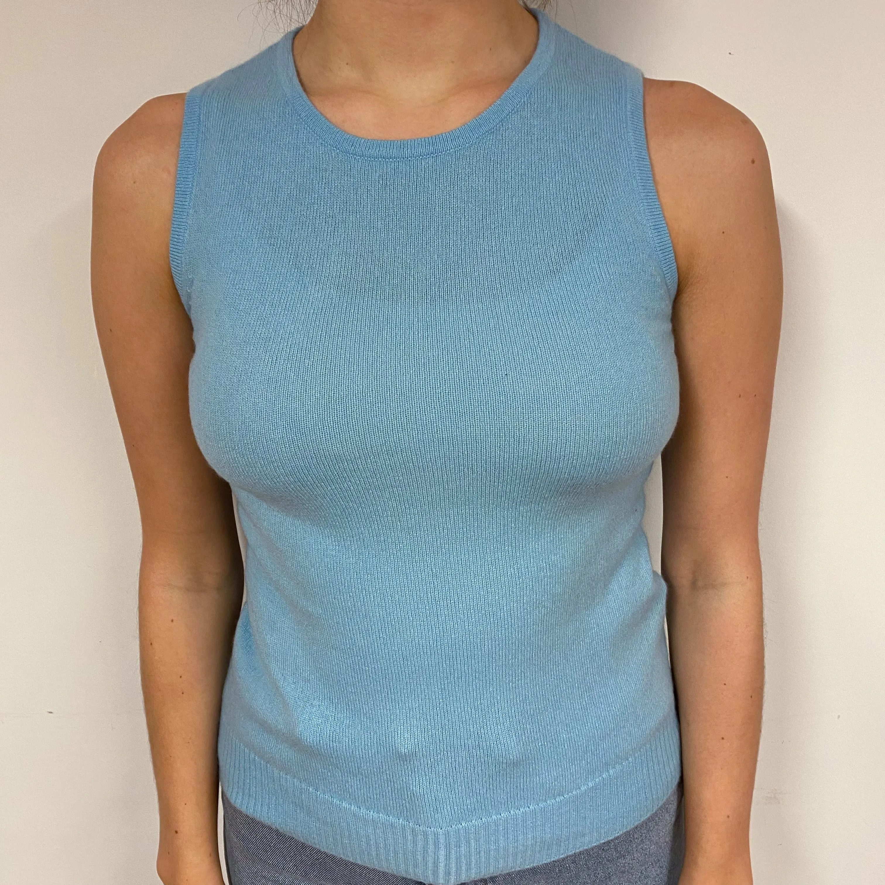 Aqua Blue Cashmere Tank Top Small