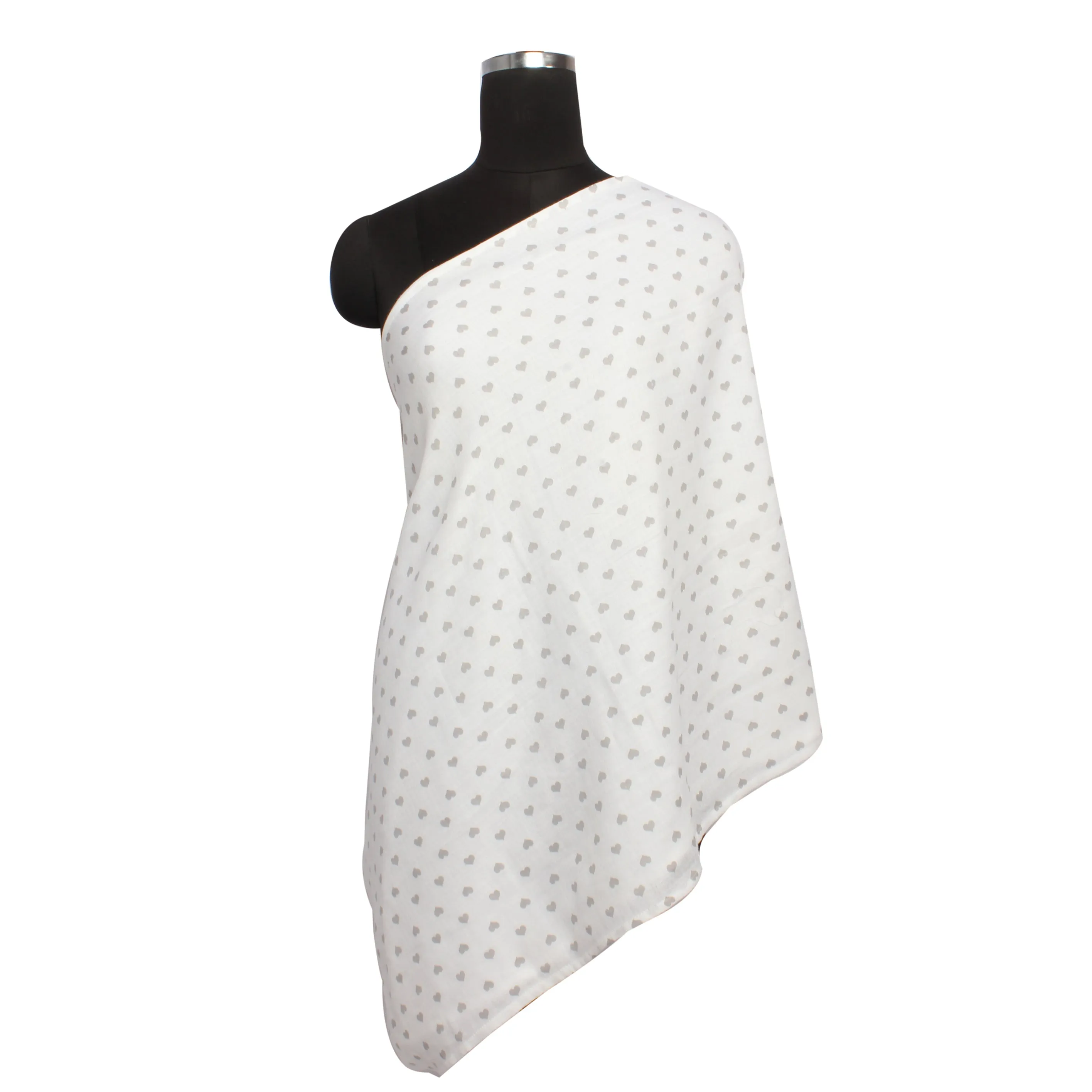 Bacati - Hearts Grey Muslin Nursing Scarf