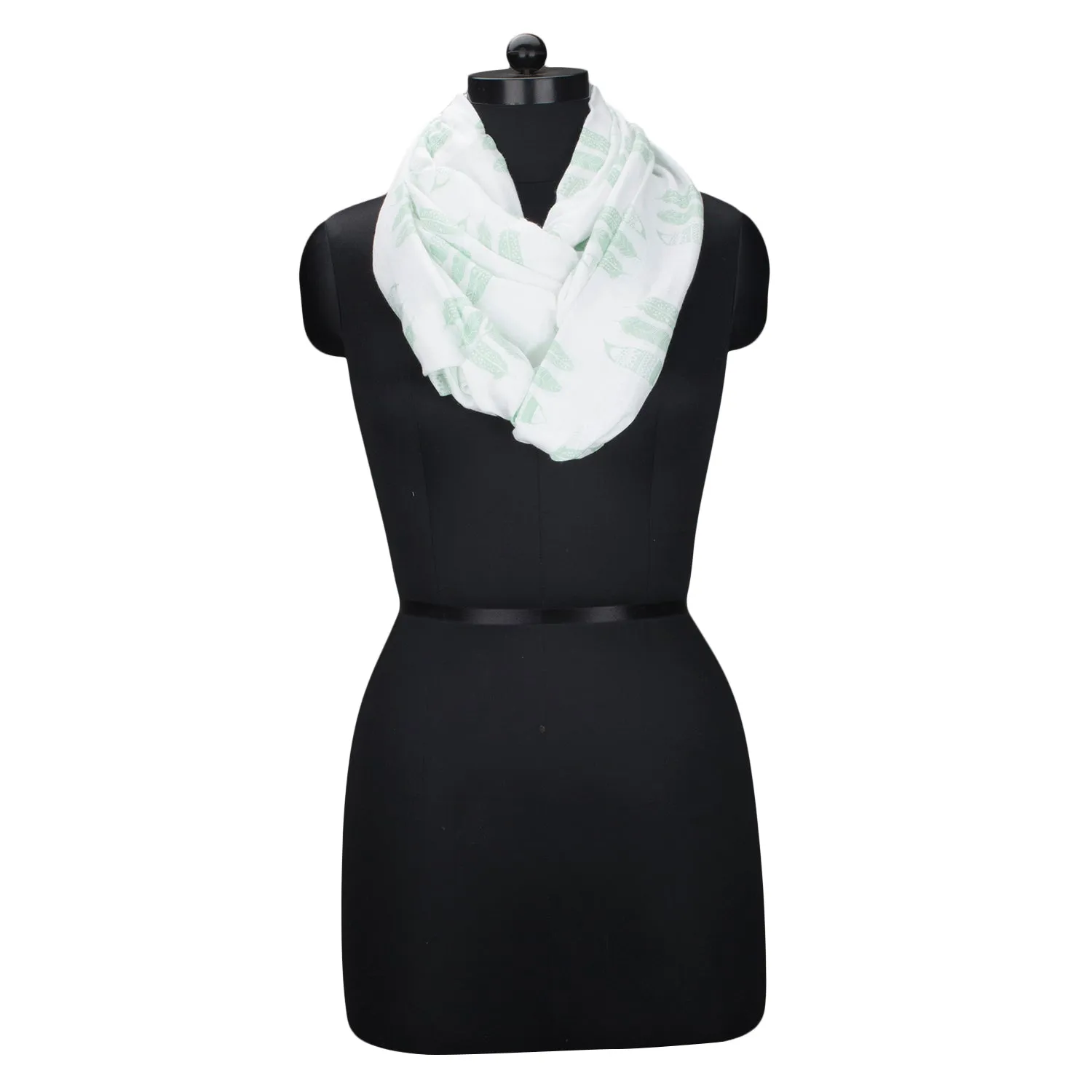 Bacati - Noah Feathers Mint Muslin Nursing Scarf