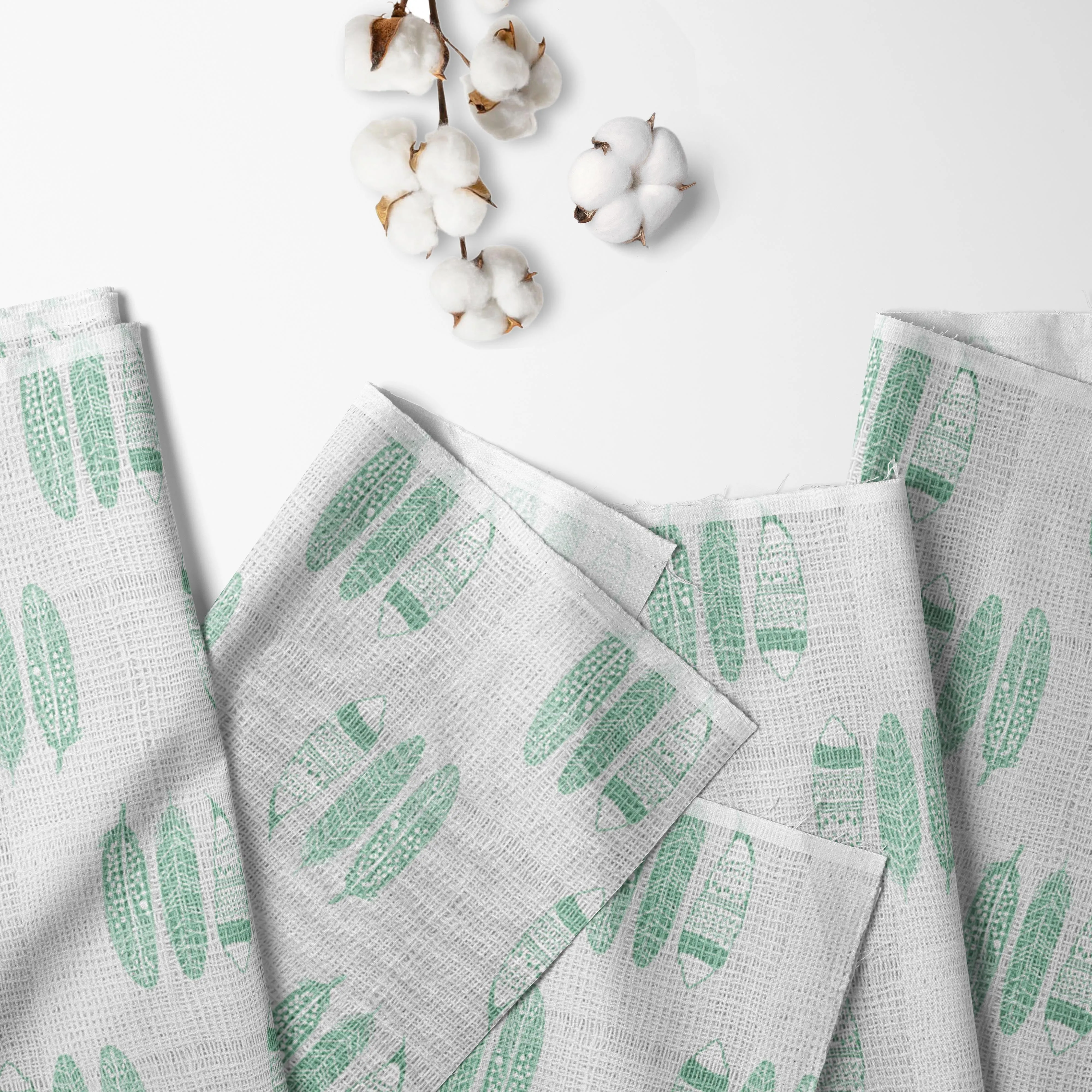 Bacati - Noah Feathers Mint Muslin Nursing Scarf