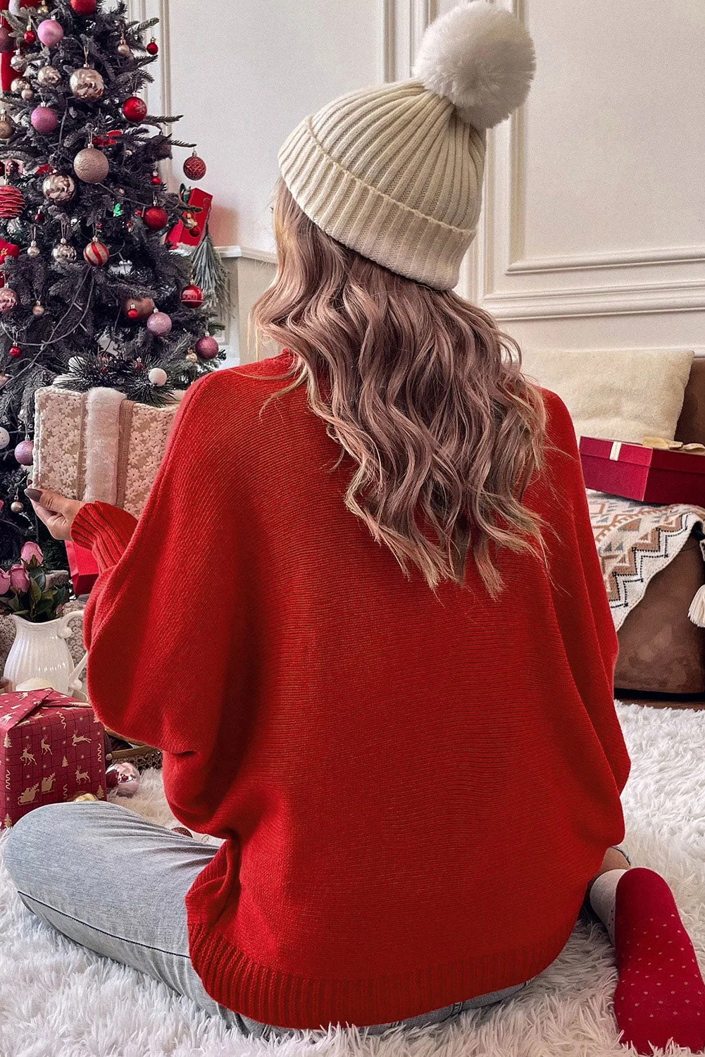 Balloon Sleeve Christmas Sweater