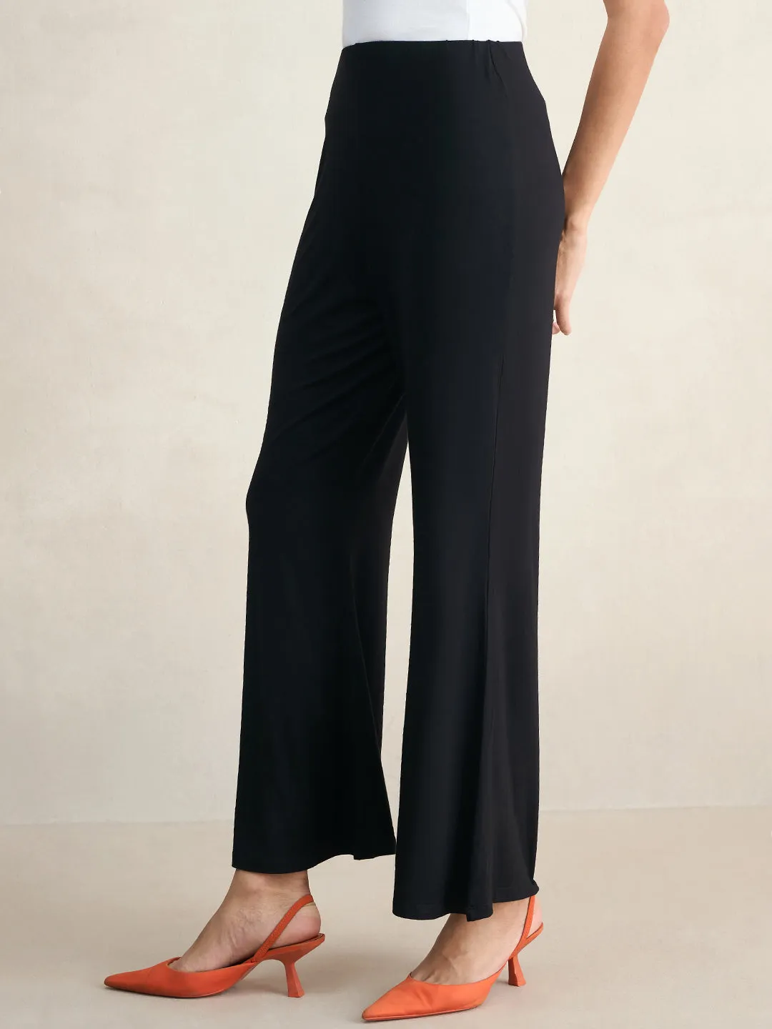 Bamboo Black Knit Flared Pants