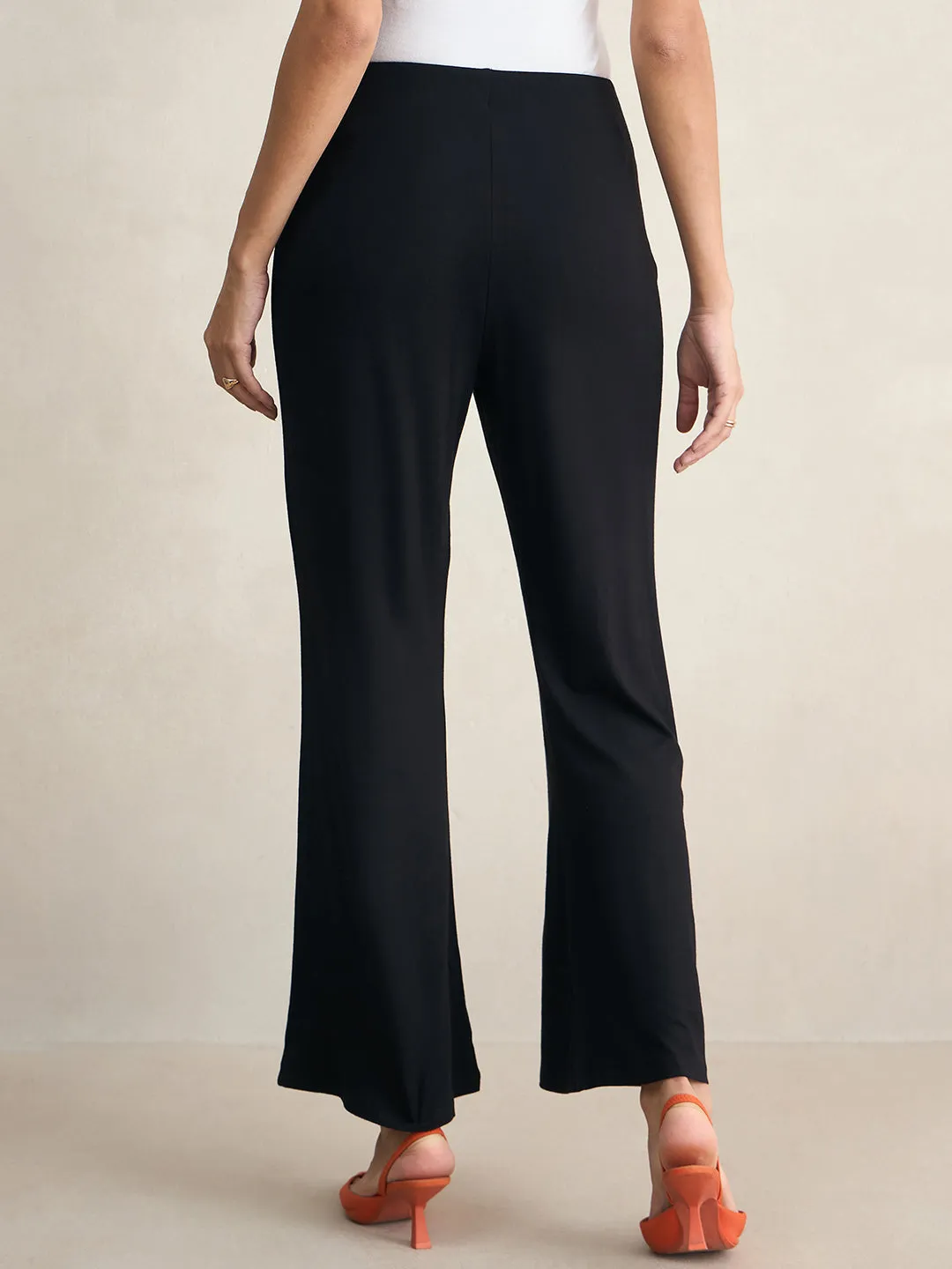 Bamboo Black Knit Flared Pants