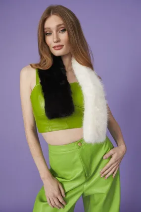 Black and White Faux Fur Scarf