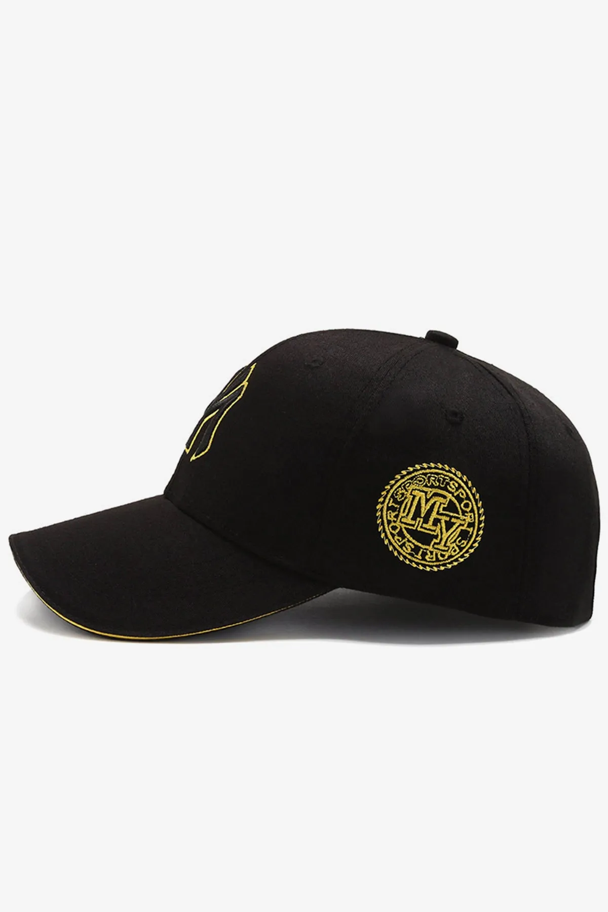 Black Contrast Embroidered Cap - W23 - MCP060R
