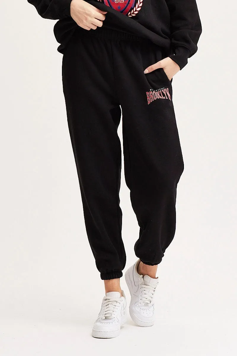 Black Track Pants High Rise 8141273530602
