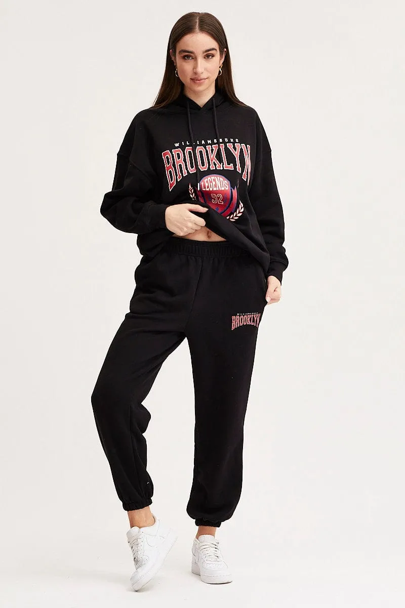 Black Track Pants High Rise 8141273530602