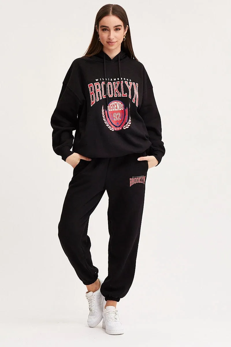 Black Track Pants High Rise 8141273530602