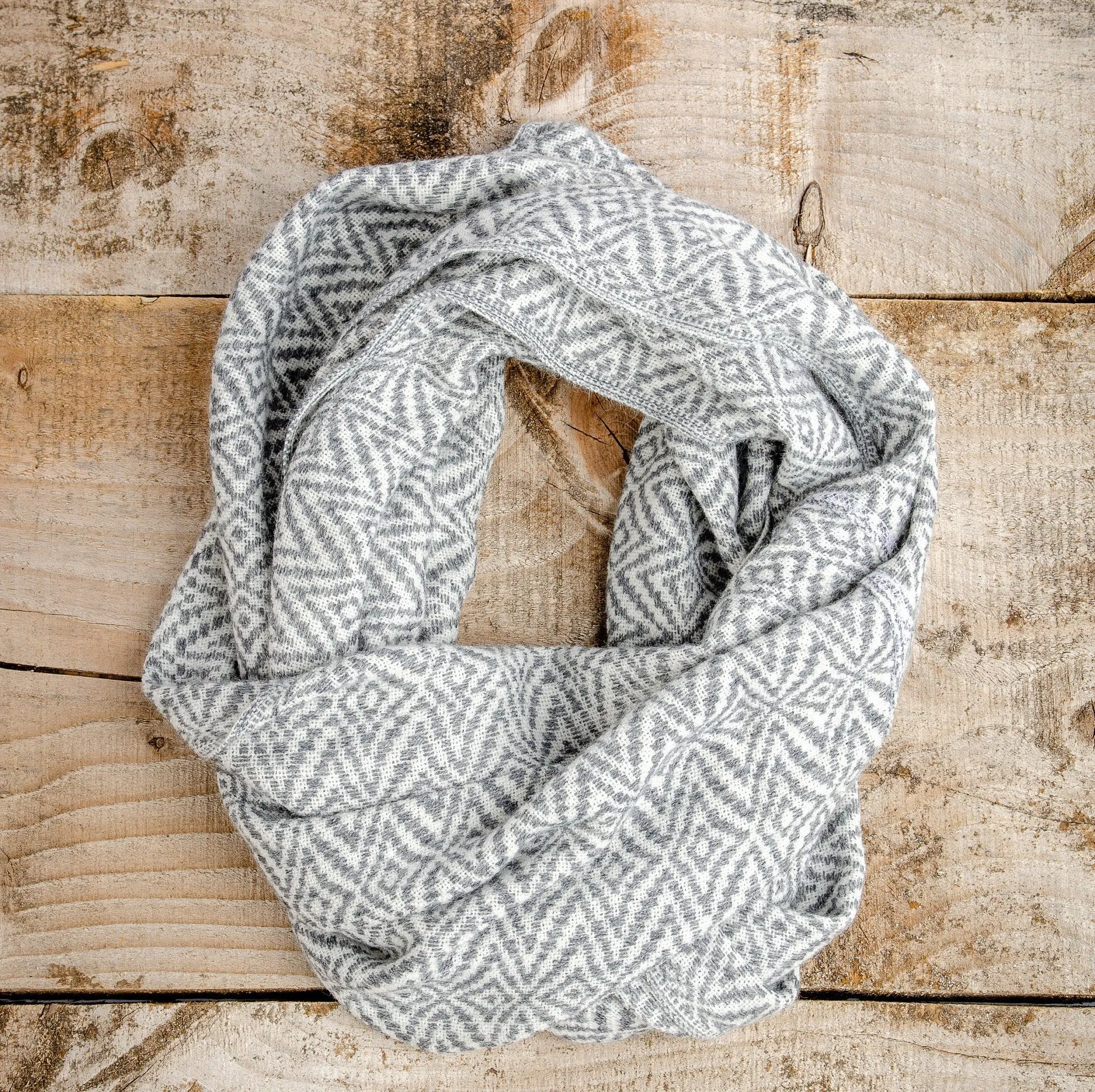 Blue Alpaca Infinity Tube Scarf, Warm Knit