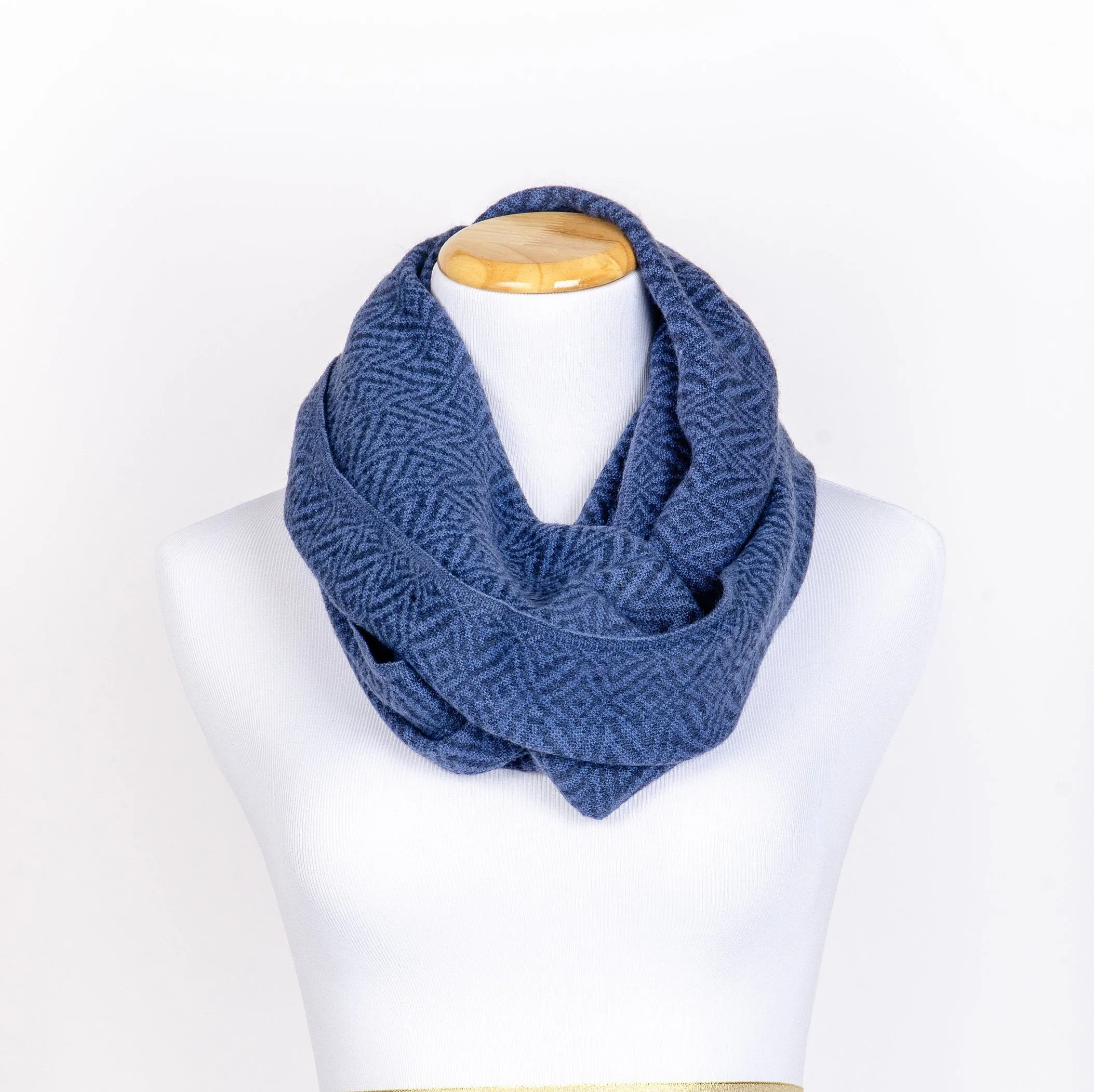 Blue Alpaca Infinity Tube Scarf, Warm Knit