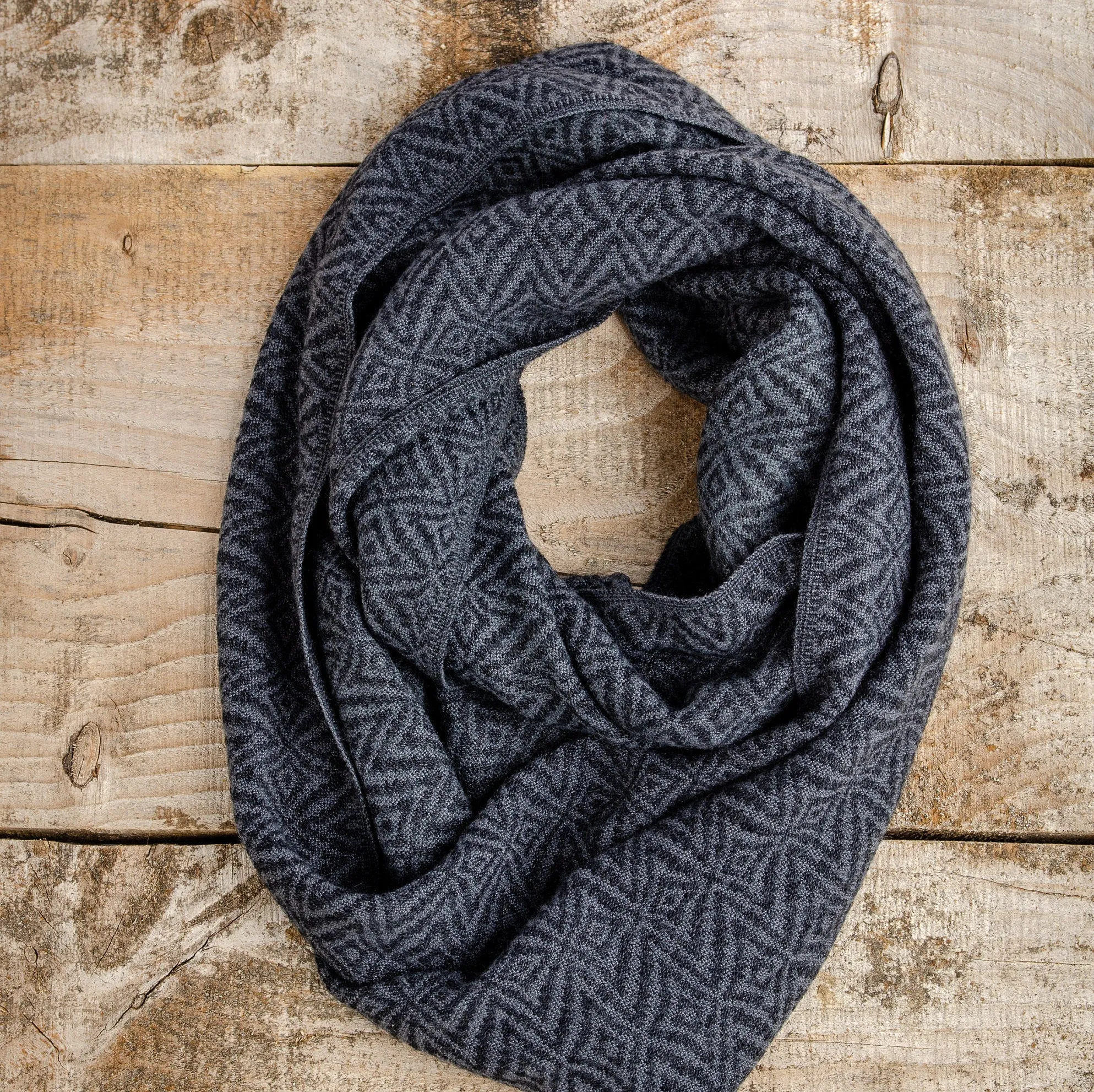Blue Alpaca Infinity Tube Scarf, Warm Knit