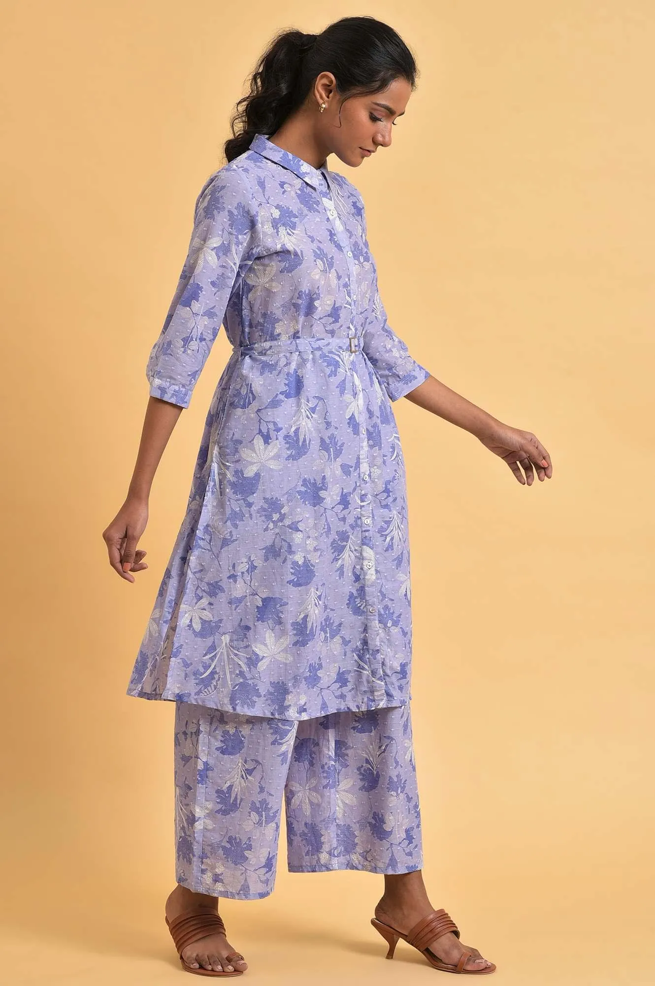 Blue Floral Printed Women Co-Ord Set