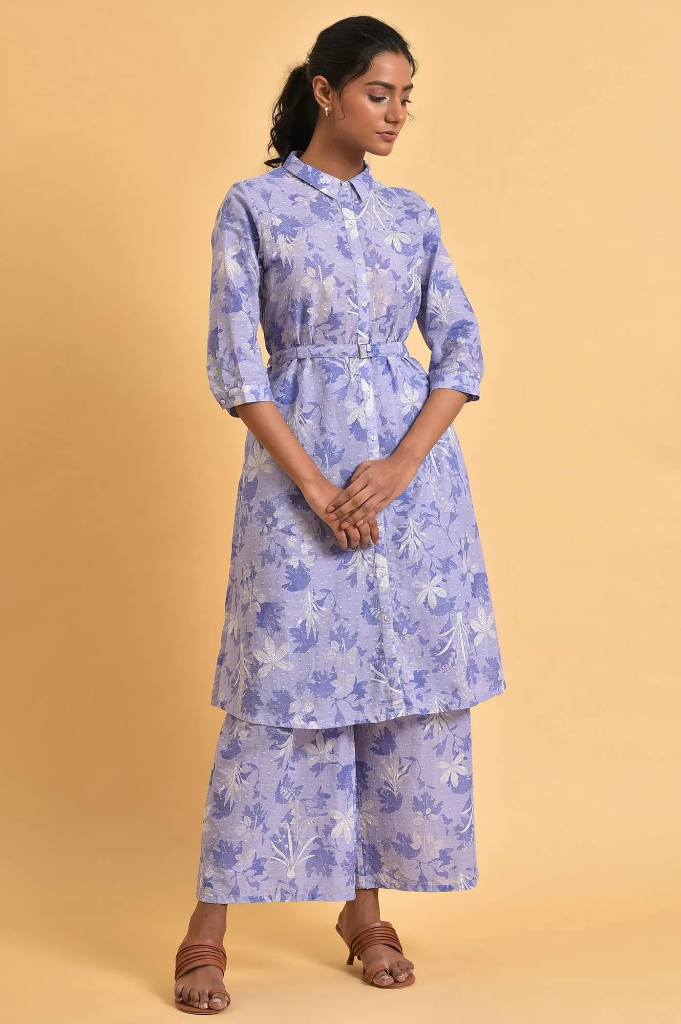 Blue Floral Printed Women Co-Ord Set