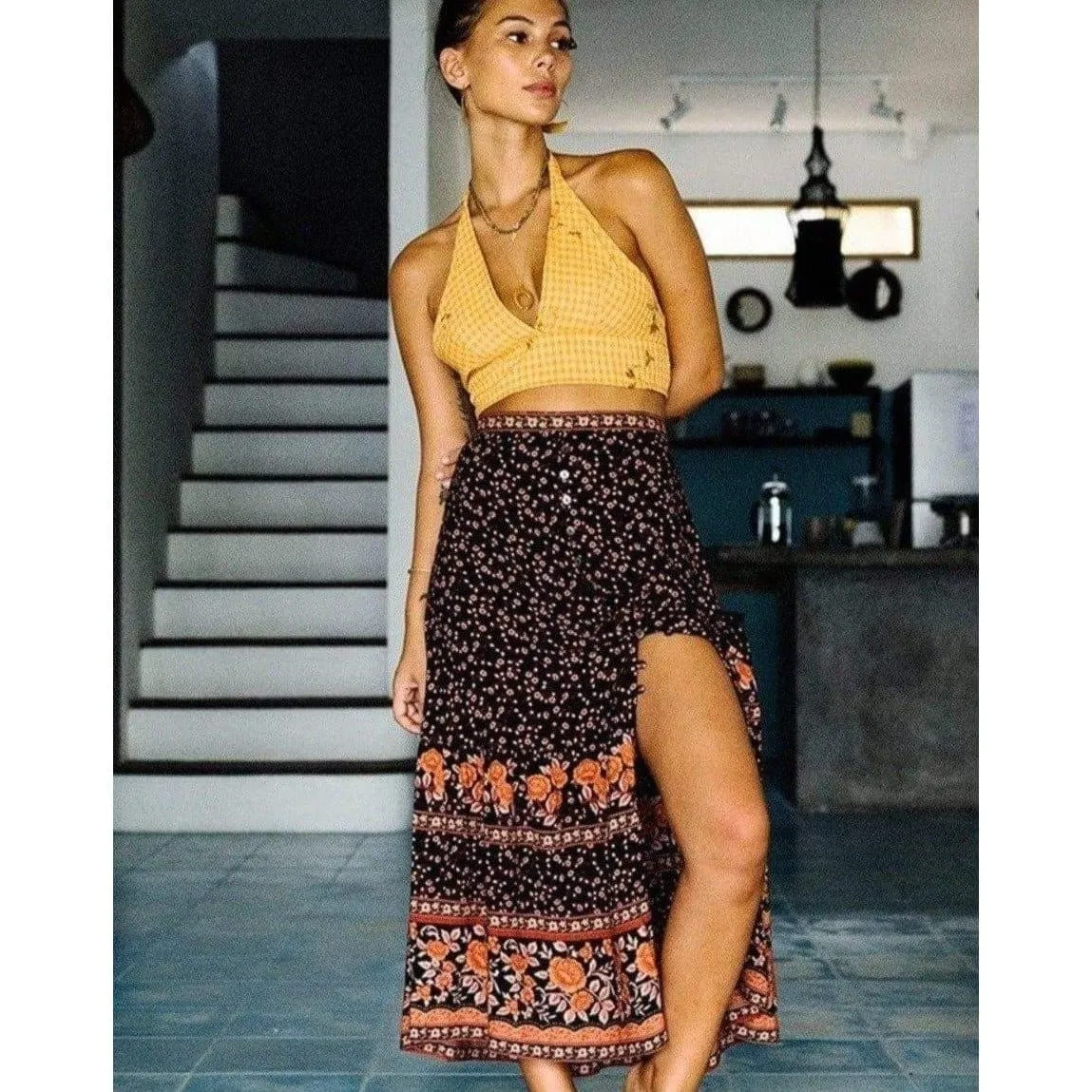 Bohemian Slit Beach Skirt