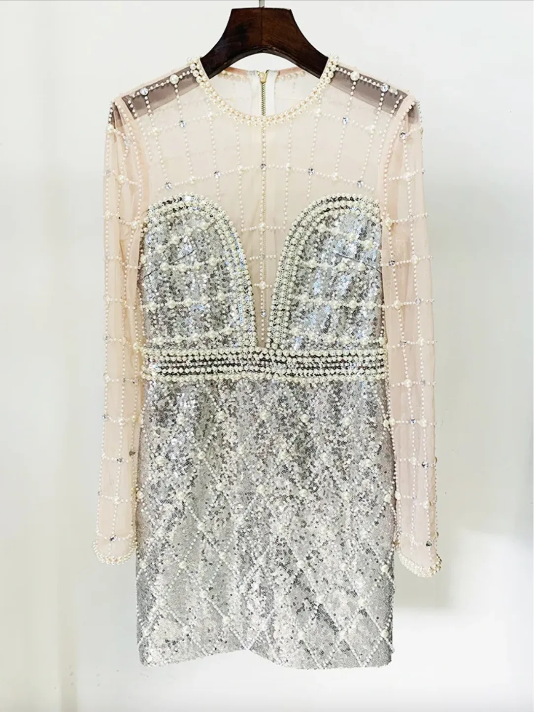 Bride Dress Birthday Party Dress Pearls Embellished Dress Elegant Cocktail Bridesmaid NEW IN
