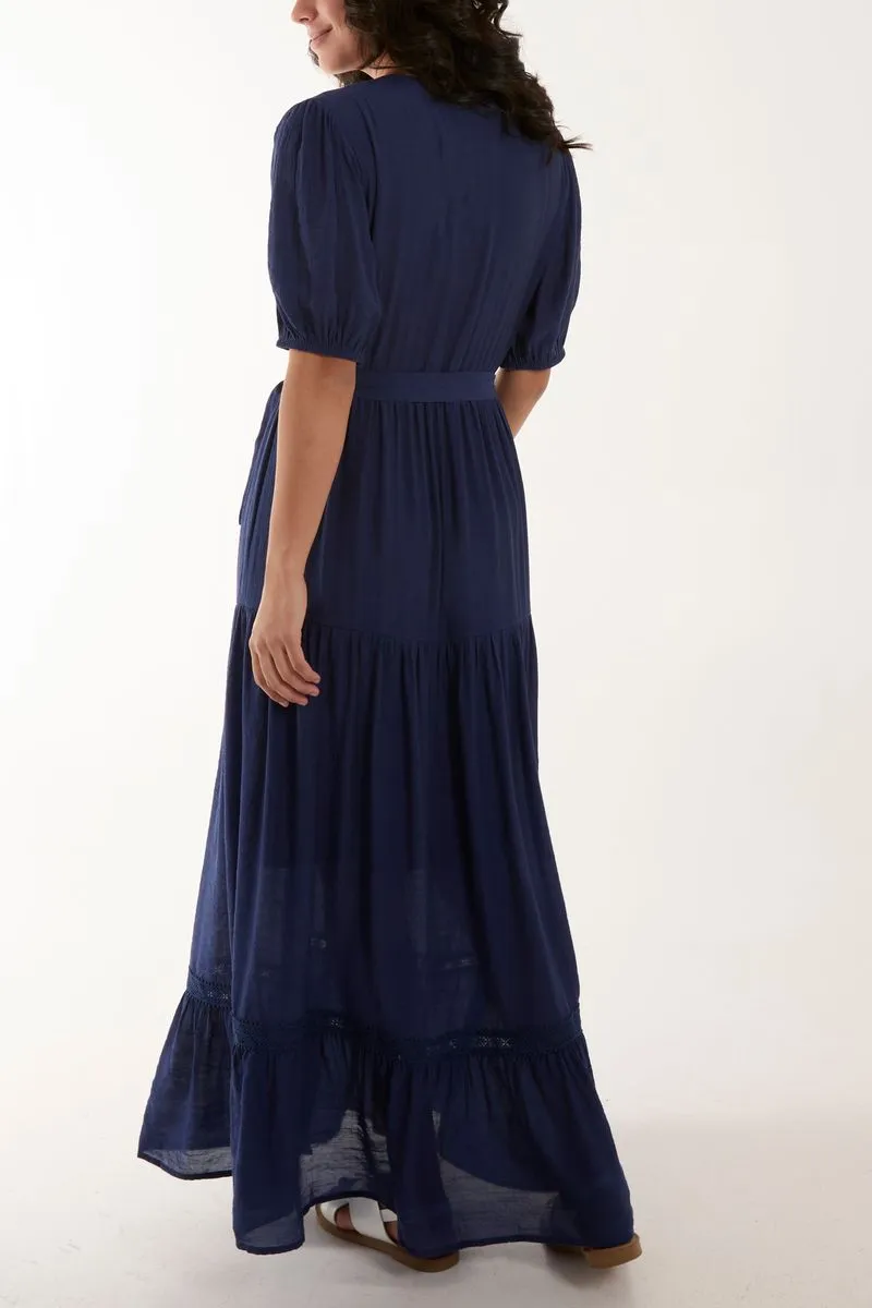Button Through Tie Maxi Dress