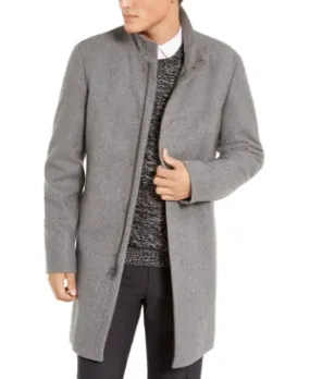Calvin Klein Mens Overcoat Coat 40S Grey Solid