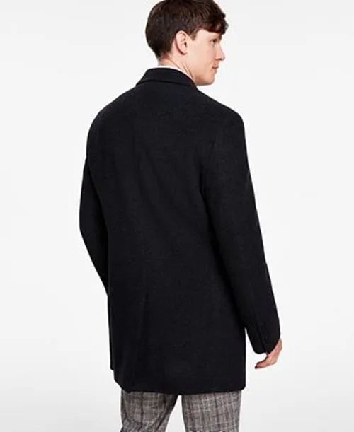 Calvin Klein Mens Slim fit Overcoat Coat 40 S Grey Solid