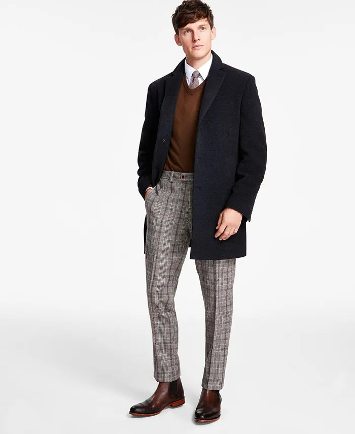 Calvin Klein Mens Slim fit Overcoat Coat 40 S Grey Solid
