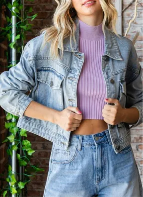 Cargo Pocket Denim Cropped Jacket