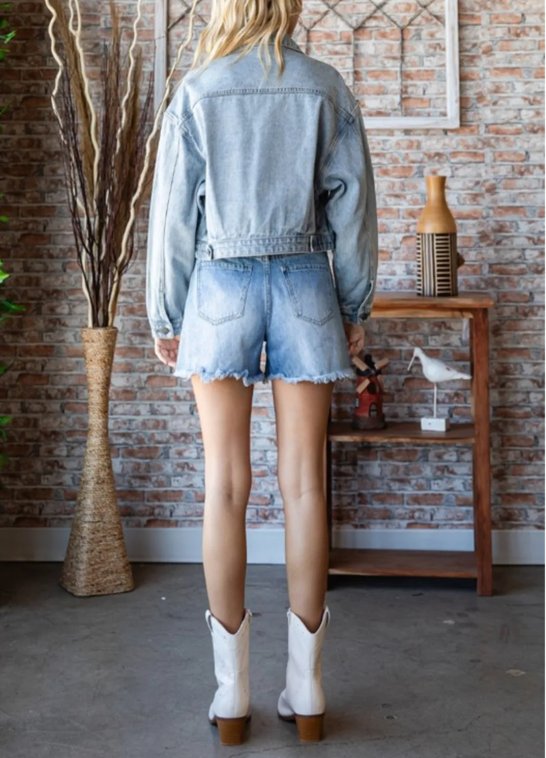 Cargo Pocket Denim Cropped Jacket