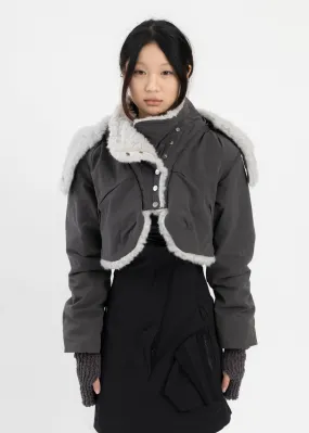 CHARCOAL CROPPED FUR JACKET