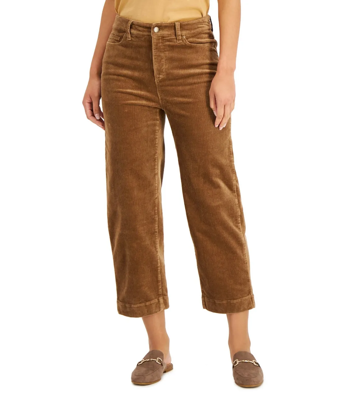 Charter Club Women's Tummy-Control Cropped Corduroy Pants Ashbury Brown Size 6