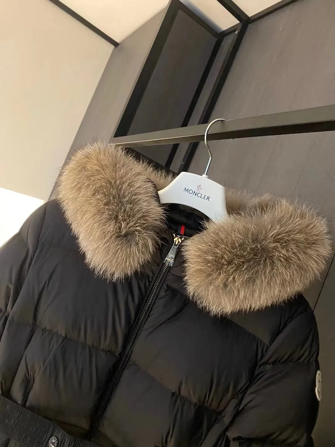 Clothes 417 Moncler Boed Black Hooded Shearling Short Down Jacket / Size1/2/3/4