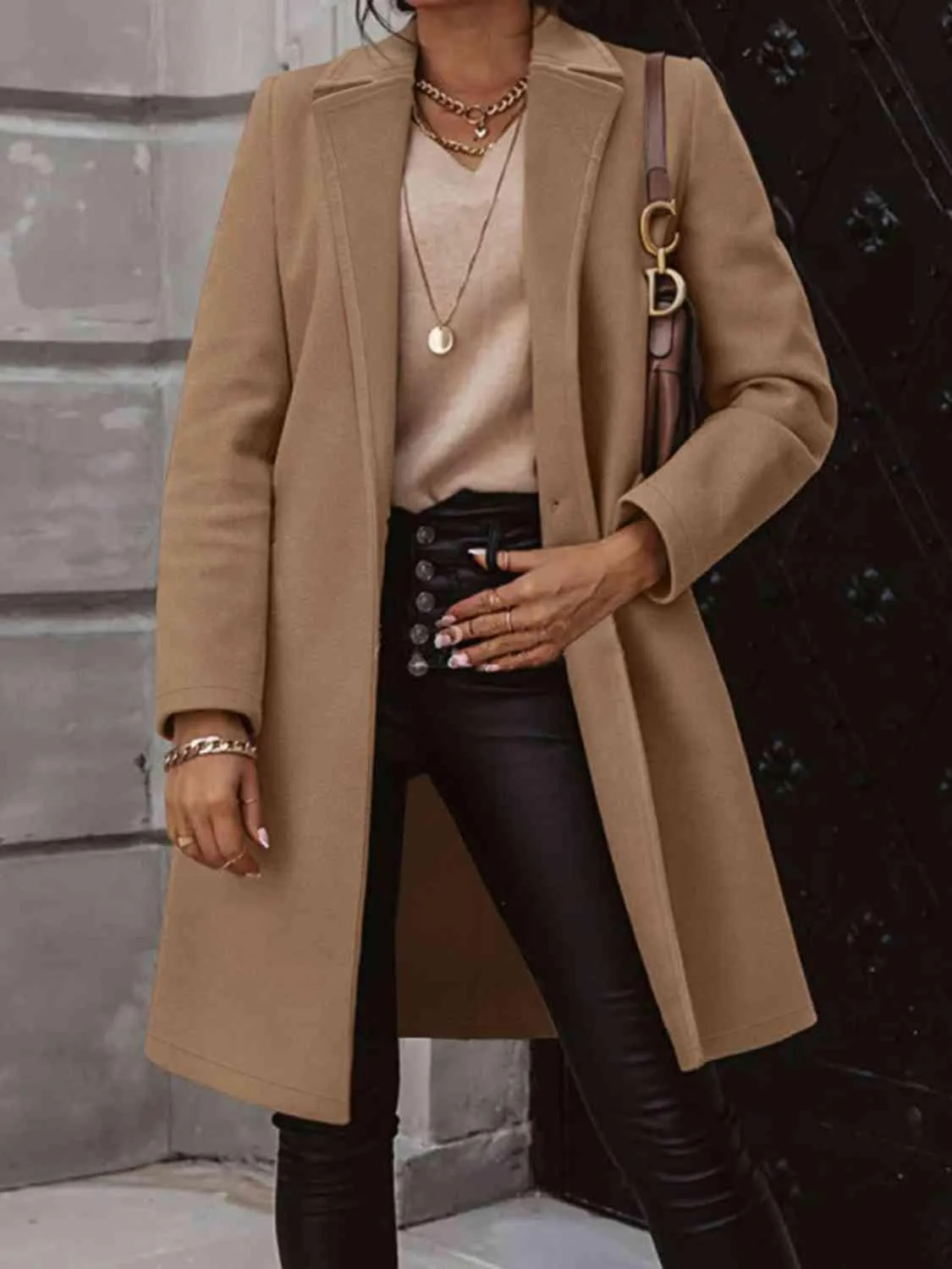 Collared Sleeve Midi Overcoat