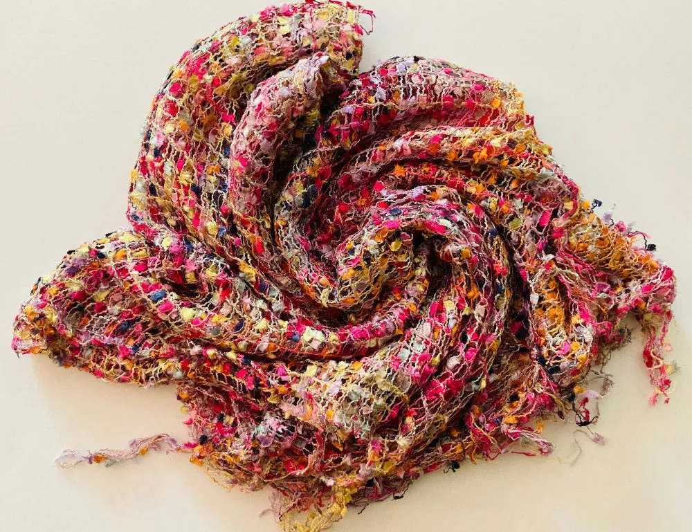 Confetti Scarf Viscose Open Weave Pink Orange & Multi Colours For All Seasons