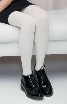 Cotton Ribbed Tights in Ecru - S-XL