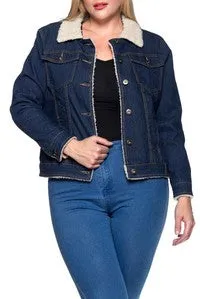 DENIM FLEECE LINED JACKET