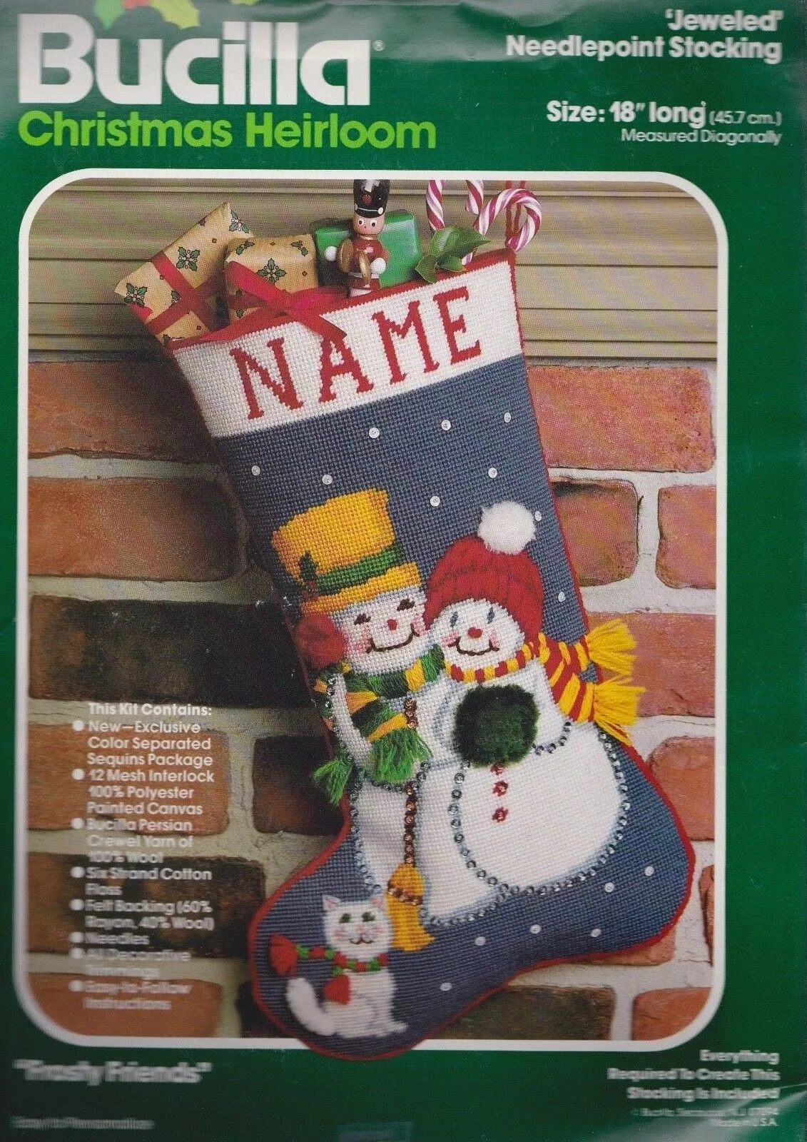 DIY Bucilla Frosty Friend Snowman Christmas Needlepoint Stocking Kit