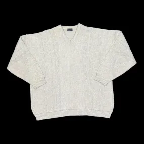 Early 00’s BHS Grandad Patterned V-Neck Knit Sweater Jumper