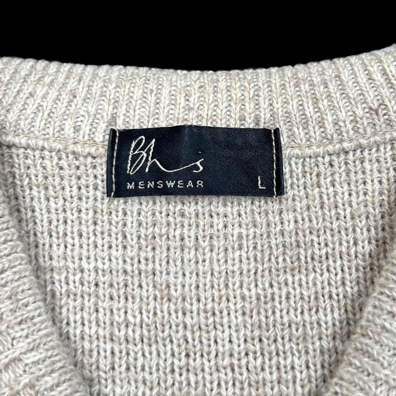 Early 00’s BHS Grandad Patterned V-Neck Knit Sweater Jumper
