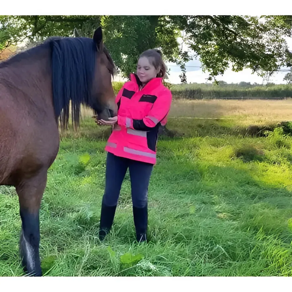 Equisafety Inverno Childs Reflective Hi Viz Riding Jacket - Pink